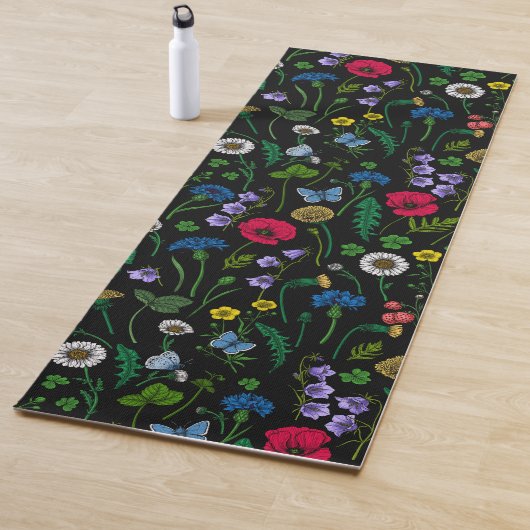 Wildblumen in schwarz yogamatte (Beispiel)
