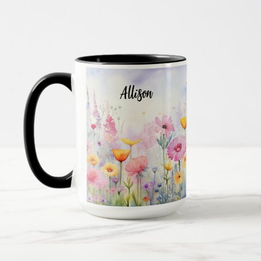 Wildblumen in Wasserfarbe Tasse, Sondergeschenk fü Tasse (Links)