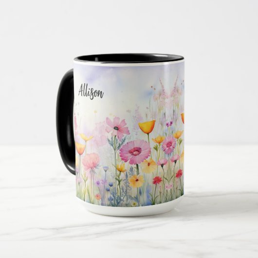 Wildblumen in Wasserfarbe Tasse, Sondergeschenk fü Tasse (Vorderseite Links)