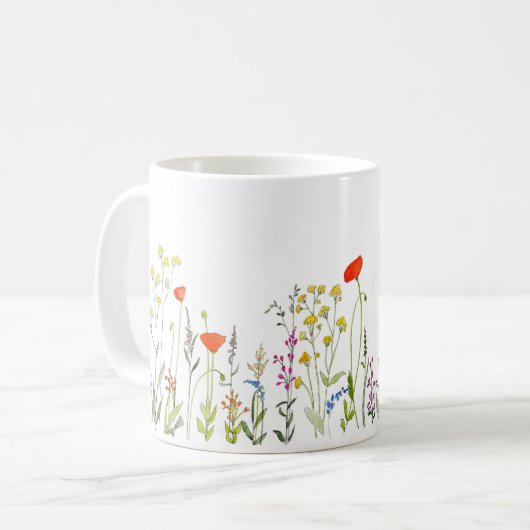 Wildblumen in Wasserfarben Kaffee Tasse (Vorderseite Links)