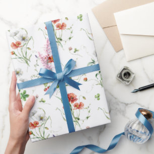 Wildblumen in Weiß Geschenkpapier