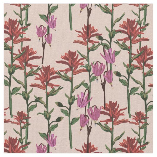 Wildblumen Indische Malerpinsel-Rose Stoff (Nahaufnahme)