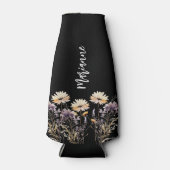 Wildblumen-individuelle Name-Skript Flaschenkühler (Vorderseite)