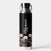 Wildblumen-individuelle Name-Skript Trinkflasche (Rückseite)