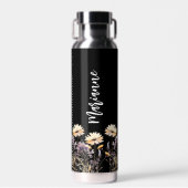 Wildblumen-individuelle Name-Skript Trinkflasche (Vorne)