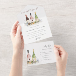 Wildblumen jubeln Liebe Weinflaschen Hochzeit All In One Einladung