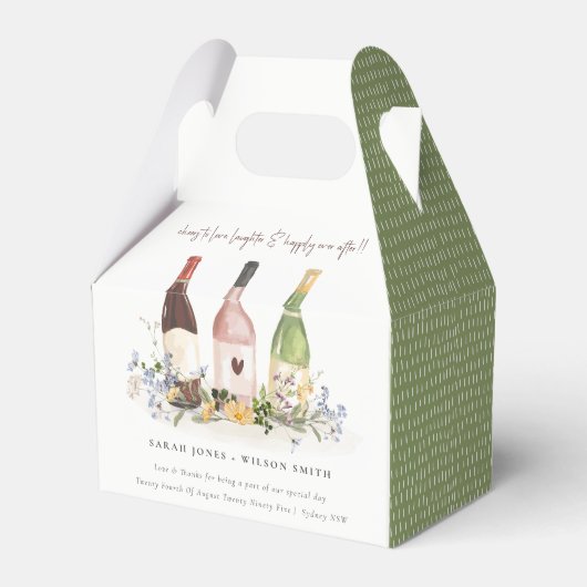 Wildblumen jubeln Liebe Weinflaschen Hochzeit Geschenkschachtel (Rückseite)