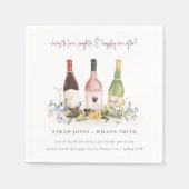 Wildblumen jubeln Liebe Weinflaschen Hochzeit Serviette (Vorderseite)