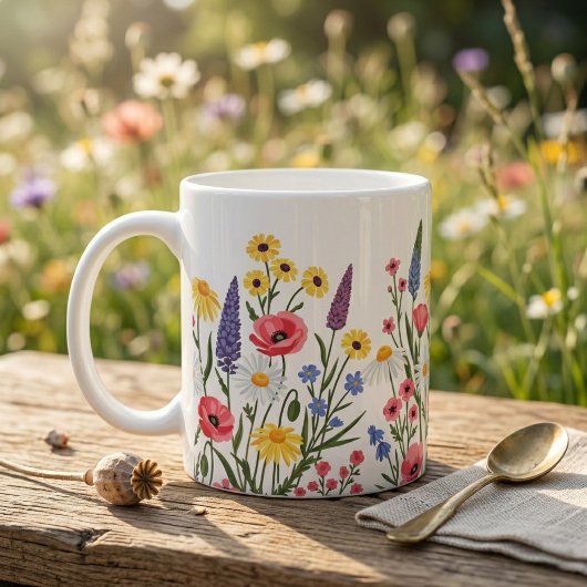 Wildblumen-Kaffeetasse: Vintage-Botanik-Blumen  Kaffeetasse