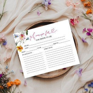 Wildblumen-Kalligrafie-Brautparty-Rezeptkarten