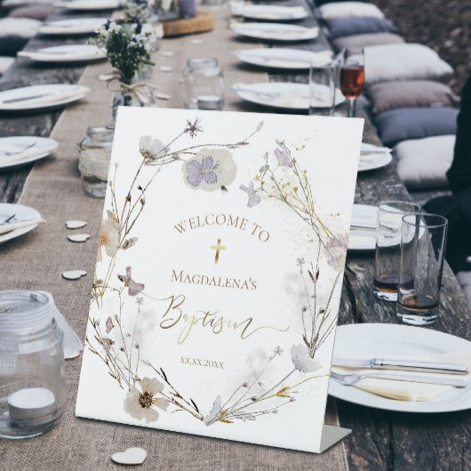 Wildblumen Katholische Taufe Begrüßungszeichen Sockelschild