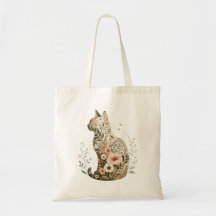 Wildblumen-Katzensilhouette-Tasche Floral Boho