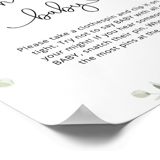 Wildblumen Kein Baby Duschgame Poster (Ecke)