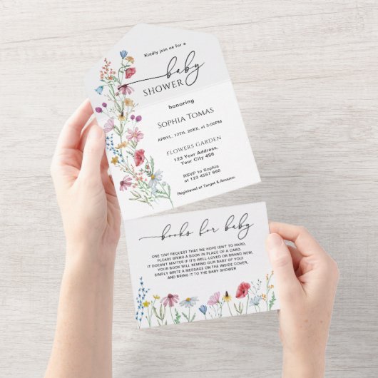 Wildblumen Kinderdusche All In One Einladung (Abreißen)