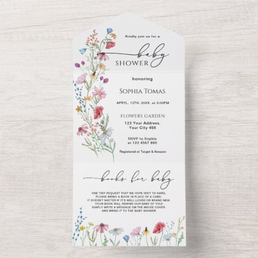 Wildblumen Kinderdusche All In One Einladung (Innen Boden)