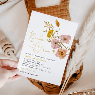 Wildblumen Kinderdusche, Baby im Blut Einladung