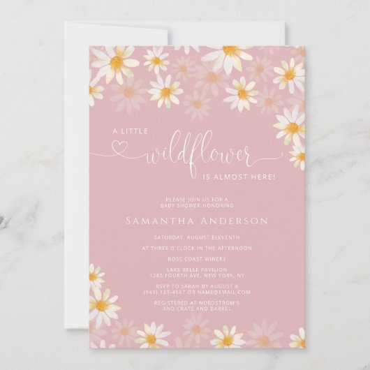 Wildblumen Kinderdusche Einladung (Vorderseite)