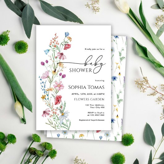 Wildblumen Kinderdusche Einladung