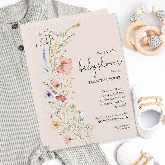 Wildblumen Kinderdusche Einladung