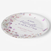 Wildblumen Kinderdusche Lila Rosa Schmetterling Pappteller (Schrägansicht)