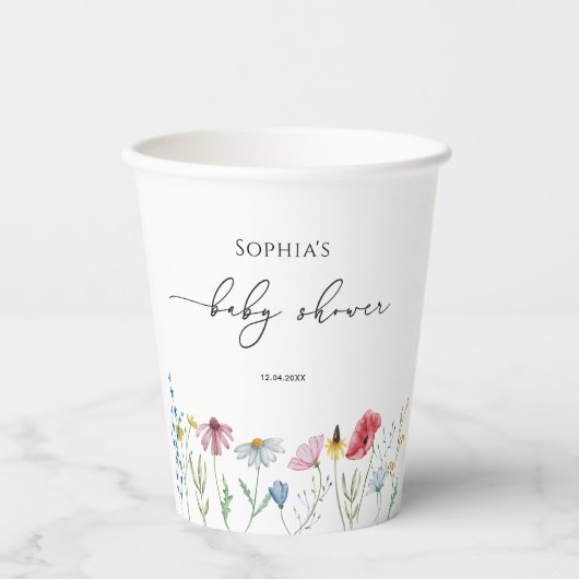 Wildblumen Kinderdusche Pappbecher (Vorderseite)