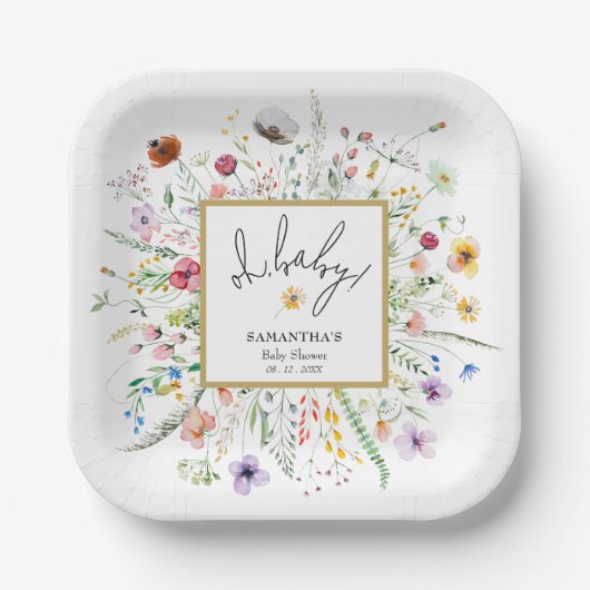 Wildblumen Kinderdusche Pappteller (Vorderseite)