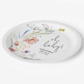 Wildblumen Kinderdusche Pappteller (Schrägansicht)