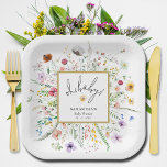 Wildblumen Kinderdusche Pappteller<br><div class="desc">Stilvolle "oh,  baby!" Baby Dusche quadratische Teller mit einer eleganten Aquarell Wildblume und Ihre Details in schicken Schriften. PASSENDE Artikel in unserer Sammlung.</div>