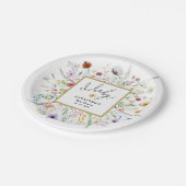 Wildblumen Kinderdusche Pappteller (Schrägansicht)