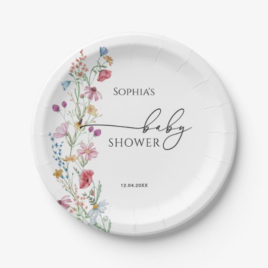 Wildblumen Kinderdusche Pappteller (Vorderseite)