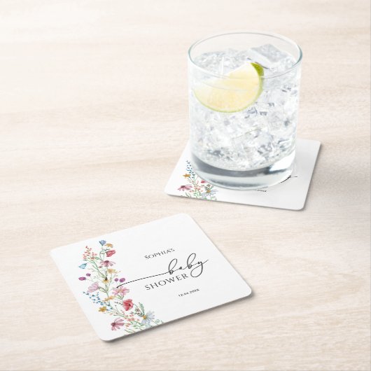 Wildblumen Kinderdusche Rechteckiger Pappuntersetzer (Vor Ort)