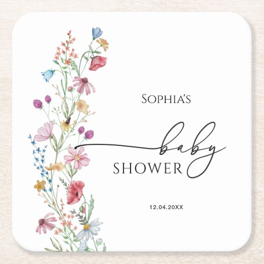 Wildblumen Kinderdusche Rechteckiger Pappuntersetzer (Vorderseite)