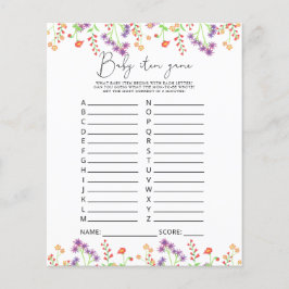 Wildblumen Kinderspiel. Baby Shower Game