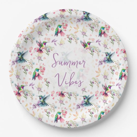 Wildblumen & Kolibri Sommer Stimmung Pappteller (Vorderseite)