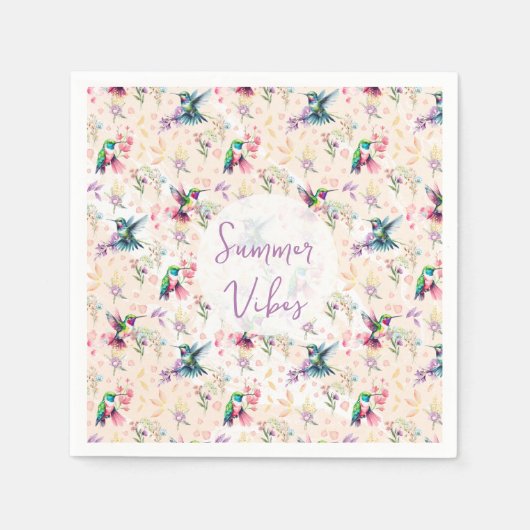 Wildblumen & Kolibri Sommer Stimmung Serviette (Vorderseite)
