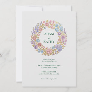 Wildblumen-Kreis-Kranz-Hochzeitseinladung Einladung