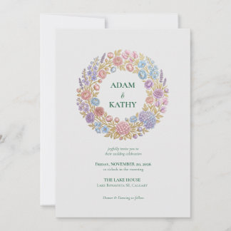 Wildblumen-Kreis-Kranz-Hochzeitseinladung Einladung