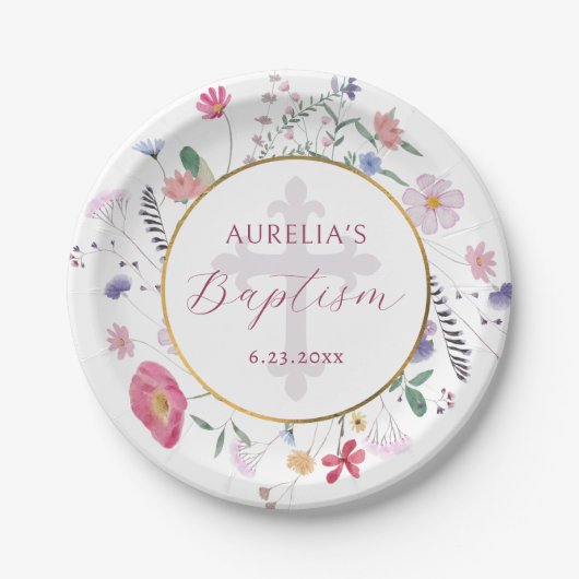 Wildblumen Kreislauftaufe Pappteller (Vorderseite)