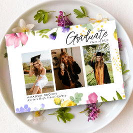 Wildblumen kühl Drei Fotos Abschluss 2025 Einladung