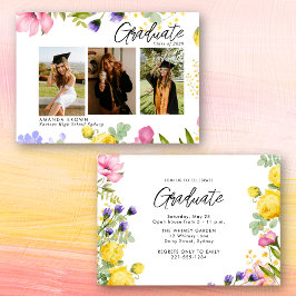 Wildblumen kühl Drei Fotos Abschluss 2025 Einladung