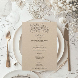 Wildblumen Kunst Elegante Moderne Kunst, Dichtung  Menükarte