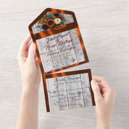 Wildblumen, Kupferband und Leuchten All In One Einladung