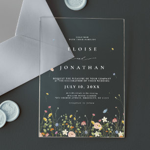 Wildblumen Ländlich Boho Floral Chic Hochzeit Acryleinladungen
