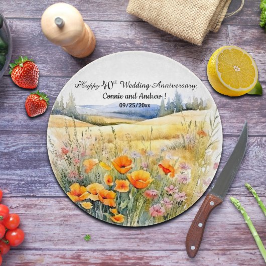 Wildblumen Landschaft 40. Hochzeitstag Schneidebrett