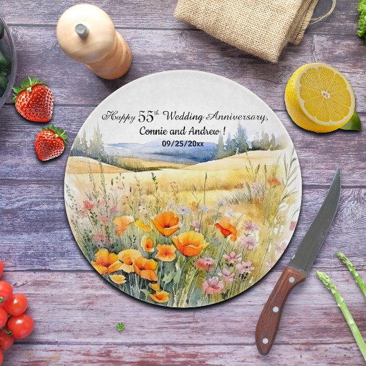 Wildblumen Landschaft 55. Hochzeitstag Schneidebrett