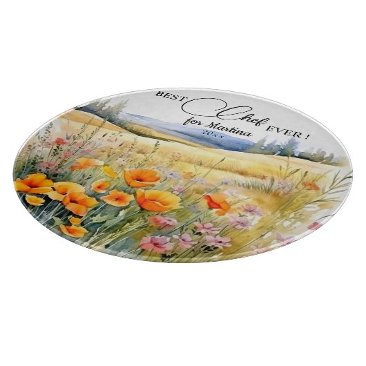 Wildblumen Landschaft Bester Koch je Geschenk Schneidebrett (Ecke)