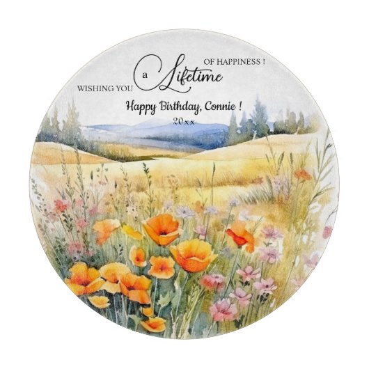 Wildblumen Landschaft Geburtstagsgeschenk Schneidebrett (Vorderseite)