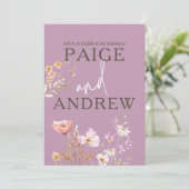 Wildblumen Lavendel Bauernhof Hochzeit Einladung (Stehend Vorderseite)