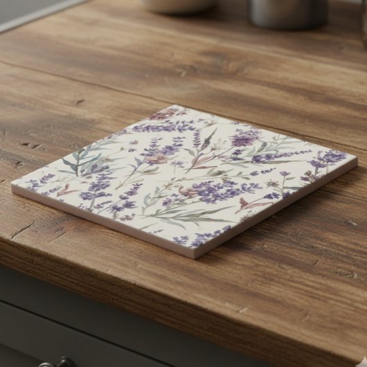Wildblumen-Lavendel-Boho-Blumenmuster Fliese