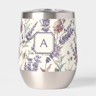Wildblumen-Lavendel-Boho-Botanik-Blumen-Monogramm